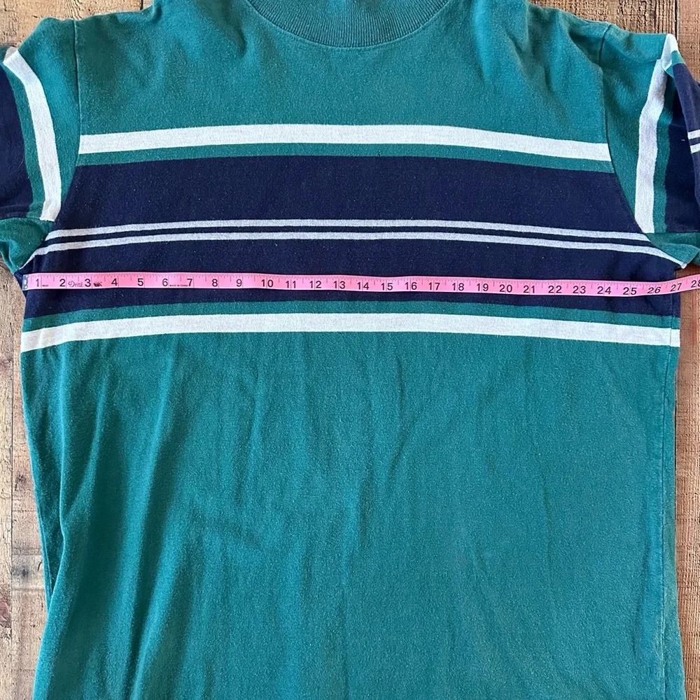 Vintage 90’s USA L.L. Bean Men's Teal and Navy Crewneck Sweater